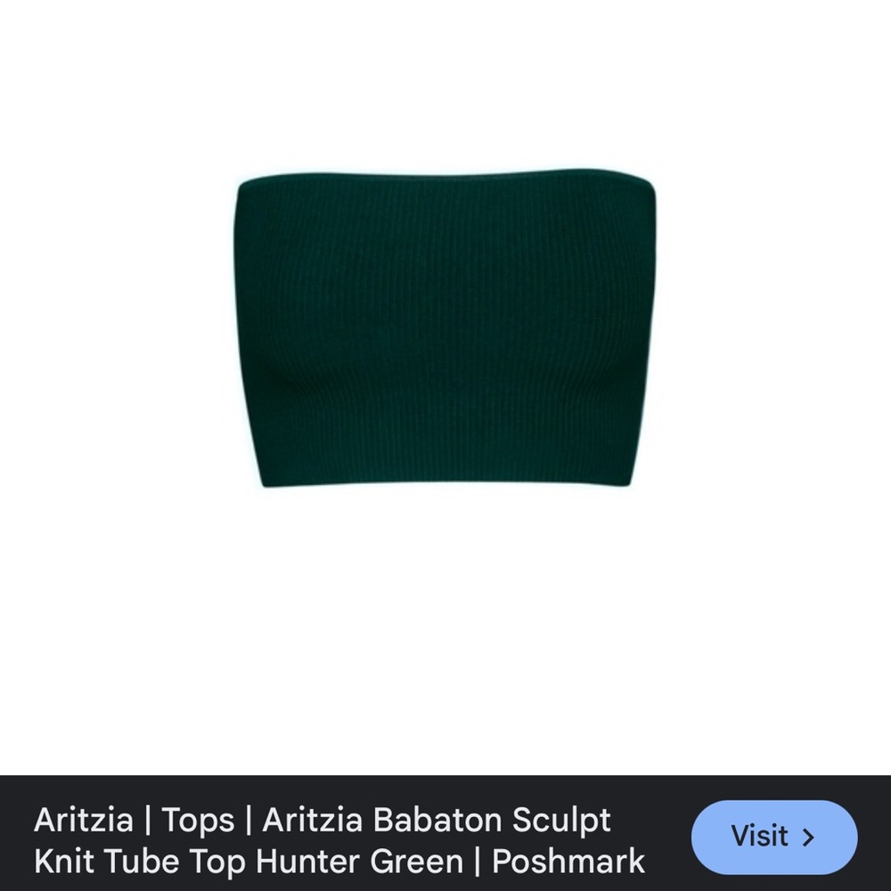 Aritzia Babaton Green Ribbed Tube Top